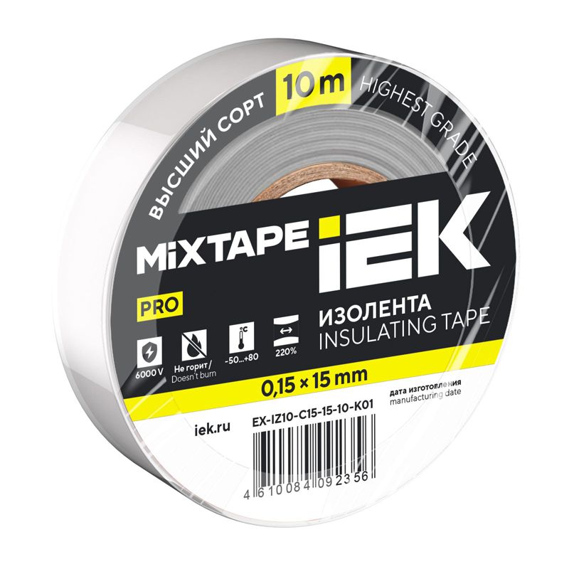 Изолента 0.15х15мм (рул.10м) бел. IEK EX-IZ10-C15-15-10-K01