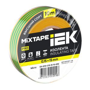 Изолента 0.15х15мм (рул.10м) желт./зел. IEK EX-IZ10-C15-15-10-K52