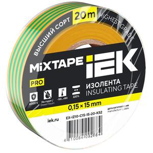 Изолента 0.15х15мм (рул.20м) желт./зел. IEK EX-IZ10-C15-15-20-K52