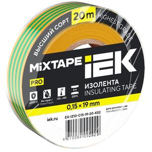 Изолента 0.15х19мм (рул.20м) желт./зел. IEK EX-IZ10-C15-19-20-K52