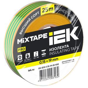 Изолента 0.15х19мм (рул.25м) желт./зел. IEK EX-IZ10-C15-19-25-K52