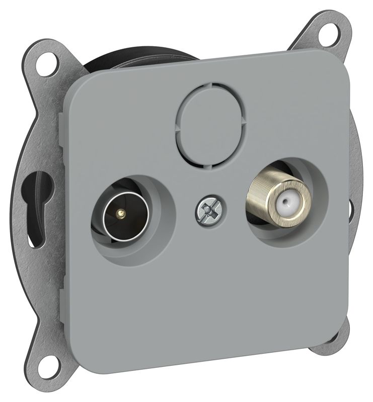 Розетка проходная TV/SAT 2-м СП FLITE РТВс-2-1-2-ФлС экранир. механизм сер. IEK FI-AF23-P-K03