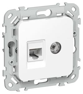 Розетка 2-м СП FLITE РКТВ5е-2-0-ФлБ RJ45/TV кат.5E UTP механизм бел. IEK FI-AK22-1-K01