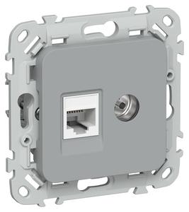 Розетка 2-м СП FLITE РКТВ6-2-0-ФлС RJ45/TV кат.6 UTP механизм сер. IEK FI-AK22-2-K03