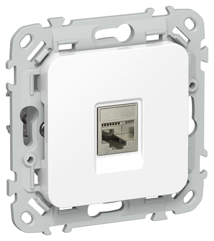 Розетка компьютерная СП FLITE РК5е-1-1-ФлБ RJ45 кат.5E STP механизм бел. IEK FI-K11-1-K01