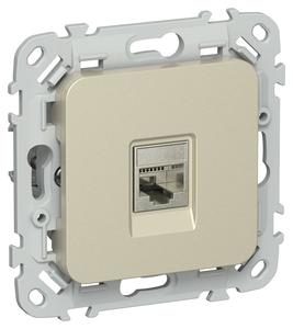 Розетка компьютерная СП FLITE РК5е-1-1-ФлШ RJ45 кат.5E STP механизм шампань IEK FI-K11-1-K37