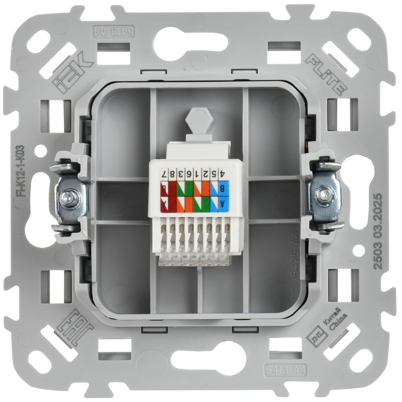 Розетка компьютерная СП FLITE РК5е-1-0-ФлС RJ45 кат.5E UTP механизм сер. IEK FI-K12-1-K03