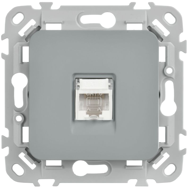 Розетка компьютерная СП FLITE РК6-1-0-ФлС RJ45 кат.6 UTP механизм сер. IEK FI-K12-2-K03