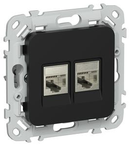 Розетка компьютерная 2-м СП FLITE РК5е-2-1-ФлЧ RJ45 кат.5E STP механизм черн. IEK FI-K21-1-K02