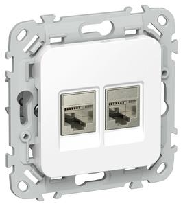 Розетка компьютерная 2-м СП FLITE РК6-2-1-ФлБ RJ45 кат.6 STP механизм бел. IEK FI-K21-2-K01