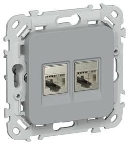 Розетка компьютерная 2-м СП FLITE РК6-2-1-ФлС RJ45 кат.6 STP механизм сер. IEK FI-K21-2-K03