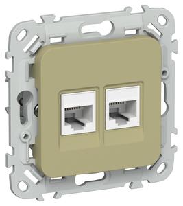 Розетка компьютерная 2-м СП FLITE РК5е-2-0-ФлО RJ45 кат.5E UTP механизм олив. IEK FI-K22-1-K26