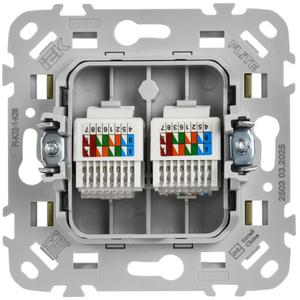 Розетка компьютерная 2-м СП FLITE РК5е-2-0-ФлО RJ45 кат.5E UTP механизм олив. IEK FI-K22-1-K26