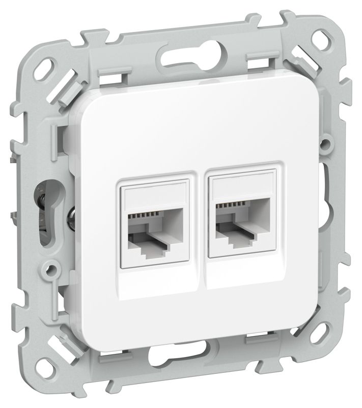 Розетка компьютерная 2-м СП FLITE РК6-2-0-ФлБ RJ45 кат.6 UTP механизм бел. IEK FI-K22-2-K01