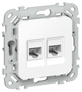 Розетка компьютерная 2-м СП FLITE РК6-2-0-ФлБ RJ45 кат.6 UTP механизм бел. IEK FI-K22-2-K01