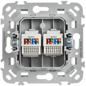 Розетка компьютерная 2-м СП FLITE РК6-2-0-ФлБ RJ45 кат.6 UTP механизм бел. IEK FI-K22-2-K01