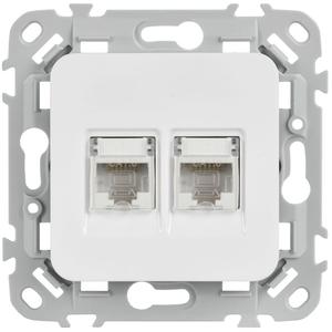 Розетка компьютерная 2-м СП FLITE РК6-2-0-ФлБ RJ45 кат.6 UTP механизм бел. IEK FI-K22-2-K01