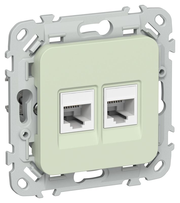Розетка 2-м СП FLITE РКТ5е/3-2-0-ФлП RJ45/RJ11 кат.5E/3 UTP механизм панг IEK FI-KT22-1-K92