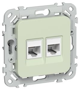 Розетка 2-м СП FLITE РКТ5е/3-2-0-ФлП RJ45/RJ11 кат.5E/3 UTP механизм панг IEK FI-KT22-1-K92