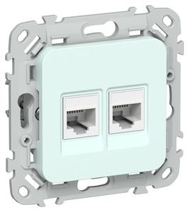 Розетка 2-м СП FLITE РКТ5е/3-2-0-ФлХЛ RJ45/RJ11 кат.5E/3 UTP механизм холод. лед IEK FI-KT22-1-K94