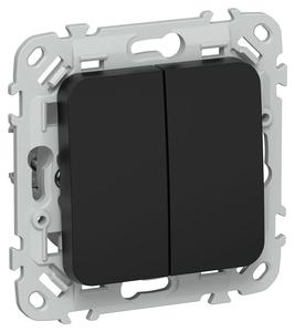 Выключатель проходной 2-кл. СП FLITE ВС62-1-0-ФлЧ 10А механизм черн. IEK FI-V22-0-10-1-K02