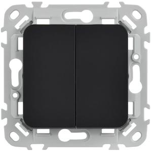 Выключатель проходной 2-кл. СП FLITE ВС62-1-0-ФлЧ 10А механизм черн. IEK FI-V22-0-10-1-K02