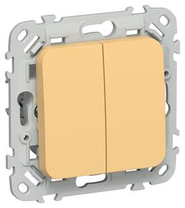 Выключатель проходной 2-кл. СП FLITE ВС62-1-0-ФлЗ 10А механизм золотарник IEK FI-V22-0-10-1-K90