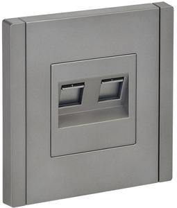 Розетка компьютерная 2-м RJ45 кат.5E FORTE&PIANO FP533 сталь IEK FP-K20-1-K46