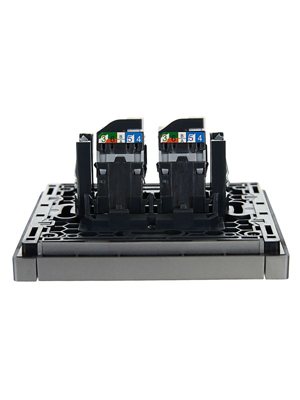 Розетка компьютерная 2-м RJ45 кат.5E FORTE&PIANO FP533 сталь IEK FP-K20-1-K46