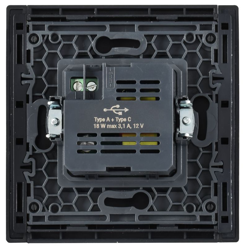 Розетка USB A+C 18Вт FORTE&PIANO FP151 черн. IEK FP-U22-018-K02