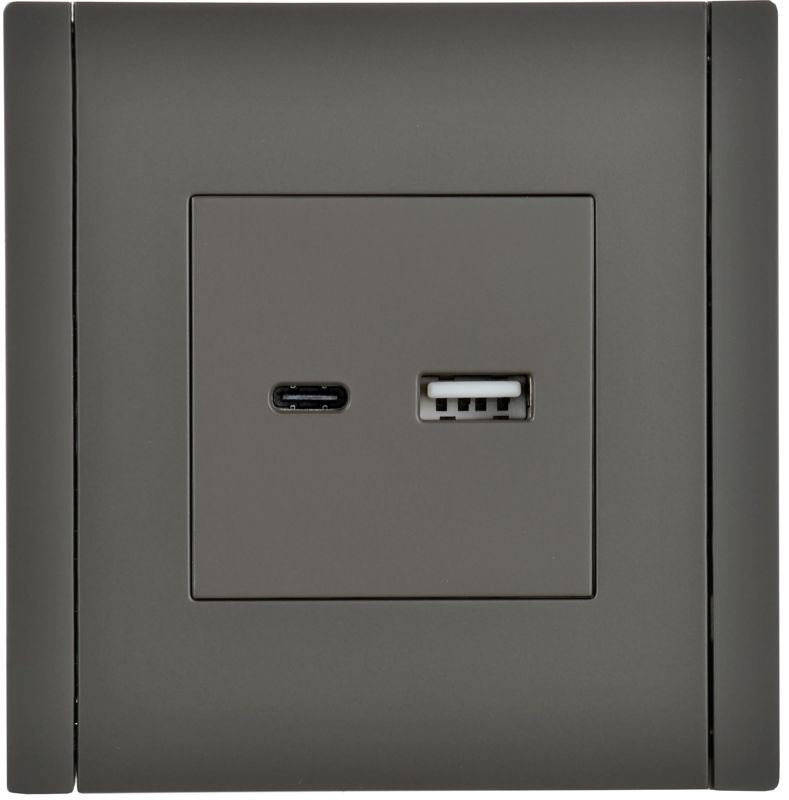 Розетка FORTE&PIANO USB A+C 18Вт FP351 сер. IEK FP-U22-018-K03