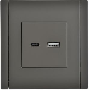 Розетка FORTE&PIANO USB A+C 18Вт FP351 сер. IEK FP-U22-018-K03