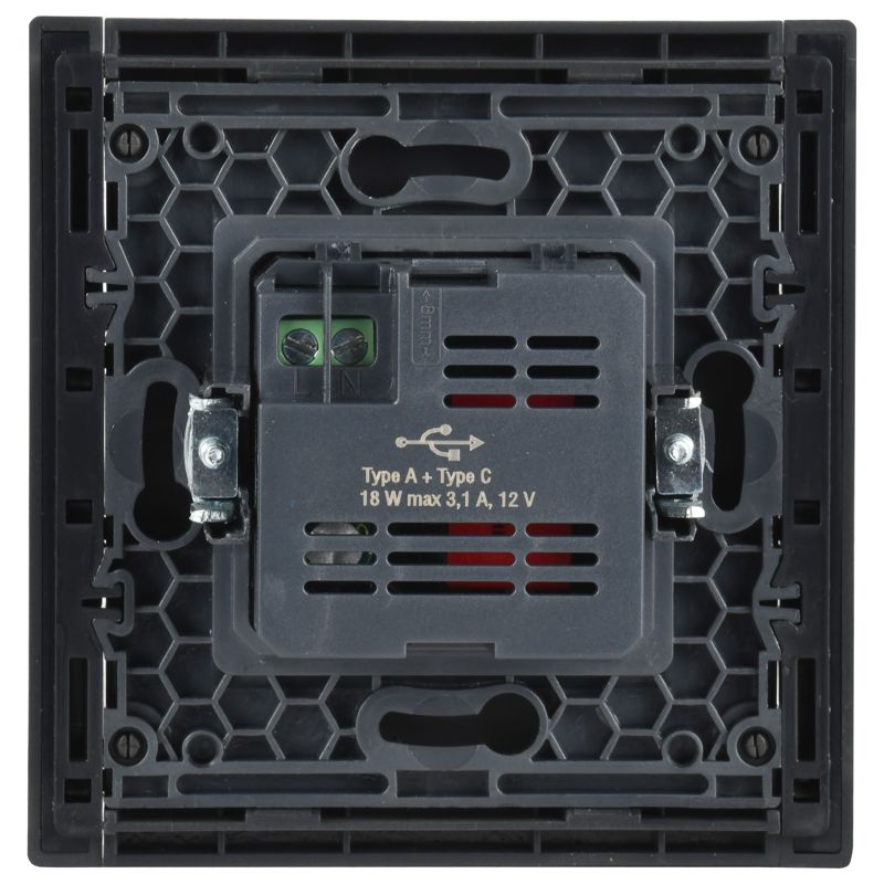 Розетка FORTE&PIANO USB A+C 18Вт FP351 сер. IEK FP-U22-018-K03