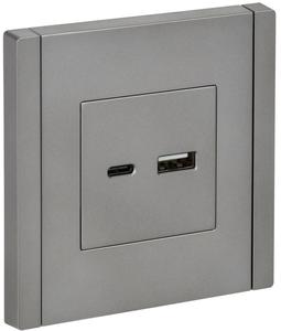 Розетка USB A+C сталь FORTE&PIANO 18Вт FP551 IEK FP-U22-018-K46