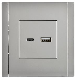 Розетка USB A+C сталь FORTE&PIANO 18Вт FP551 IEK FP-U22-018-K46