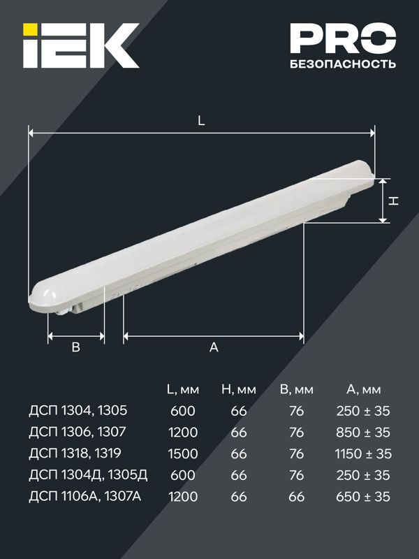 Светильник ДСП 1304Д 18Вт 4000К IP65 600мм сер. пластик IEK LDSP2-1304D-18-4500-K03