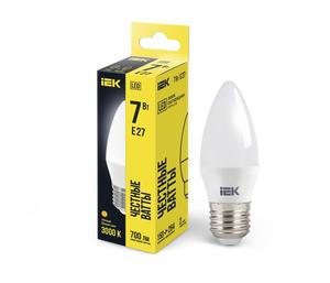 Лампа светодиодная C35 7Вт свеча 3000К E27 230В IEK LLE-C35-7-230-30-E27
