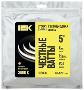 Лента светодиодная COB-528LED freecut 14Вт/м IP20 24В 3000К (уп.5м) IEK LSR11-1-528-20-05