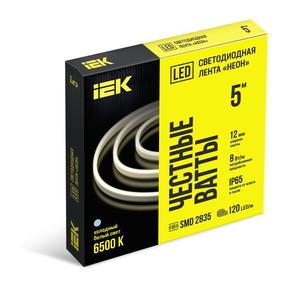 Лента светодиодная "неон" 2835-120LED 8Вт/м IP65 12мм 24В 6500К (уп.5м) IEK LSR6-2-120-65-3-05