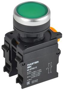 Кнопка d22мм 1НО+1НЗ MASTER зел. IEK MI-BT60-11-3-22-K06