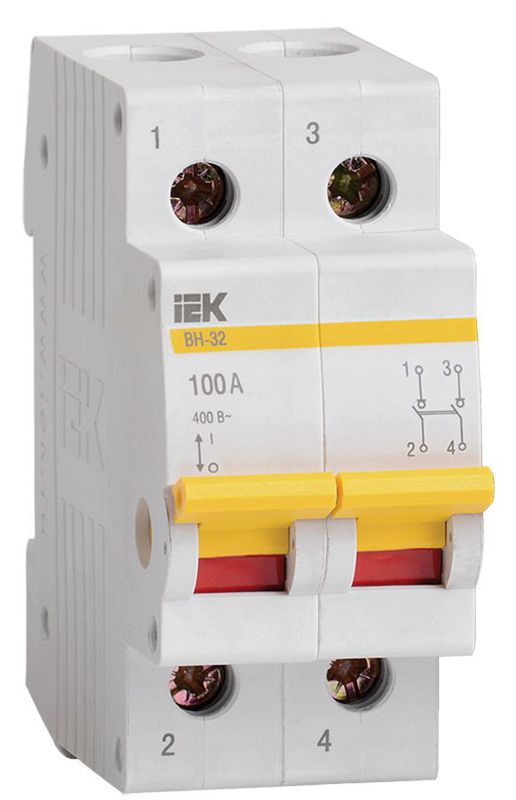 Выключатель нагрузки (мини-рубильник) 2п 100А ВН-32 KARAT IEK MNV10-2-100