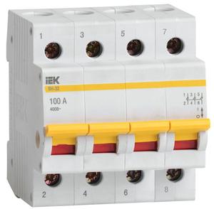 Выключатель нагрузки (мини-рубильник) 4п 100А ВН-32 KARAT IEK MNV10-4-100