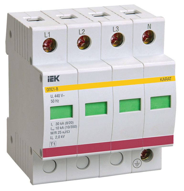 Ограничитель перенапряжения ОПС1-B 4P KARAT IEK MOP20-4-B