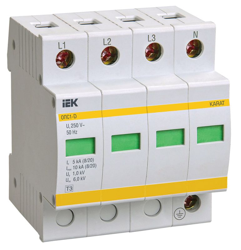 Ограничитель перенапряжения ОПС1-D 4P KARAT IEK MOP20-4-D