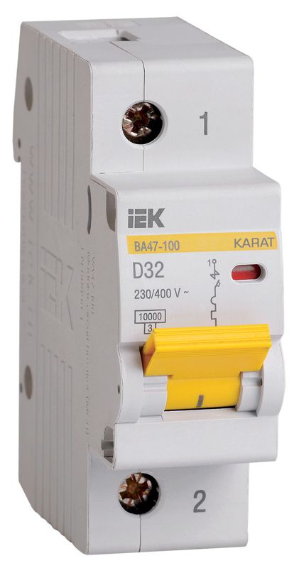 Выключатель автоматический модульный 1п D 32А 10кА ВА47-100 KARAT IEK MVA40-1-032-D