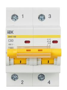 Выключатель автоматический модульный 2п C 80А 10кА ВА47-100 KARAT IEK MVA40-2-080-C
