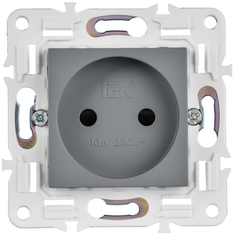 Розетка SKANDY 10А без заземл. защ. шторки SK-R01Gr сер. IEK SK-R13-10-K03