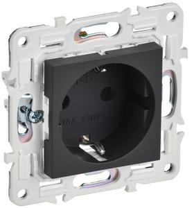 Розетка SKANDY 16А с заземл. защ. шторки SK-R04G графит IEK SK-R14-16-K53