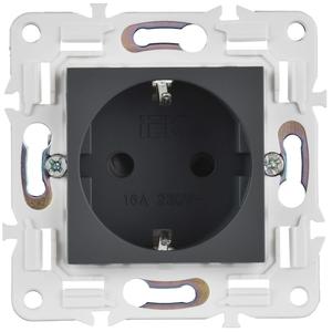 Розетка SKANDY 16А с заземл. защ. шторки SK-R04G графит IEK SK-R14-16-K53