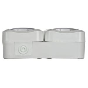 Розетка 2-м ОП TORS TS322 16А IP55 горизонт. с заземл. с крышкой бел. IEK TS-R26-16-55-G-K01